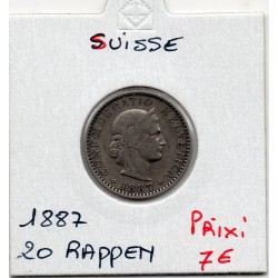 Suisse 20 rappen 1887 TB+, KM 29 pièce de monnaie