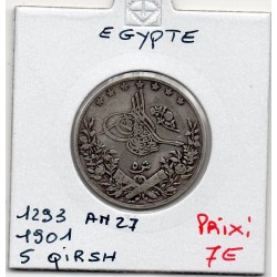 Egypte 5 qirsh 1293 AH an 27 - 1901 TTB, KM 294 pièce de monnaie