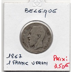 Belgique 1 Franc 1867 en Français B, KM 28 pièce de monnaie