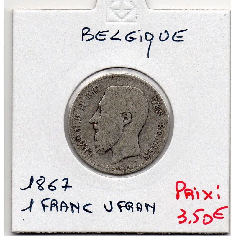 Belgique 1 Franc 1867 en Français B, KM 28 pièce de monnaie