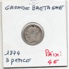 Grande Bretagne 3 pence 1874 B, KM 730 pièce de monnaie