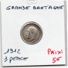 Grande Bretagne 3 pence 1912 TTB, KM 813 pièce de monnaie