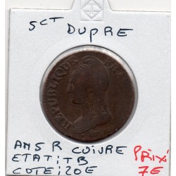 5 centimes Dupré An 5 R Orleans TB, France pièce de monnaie