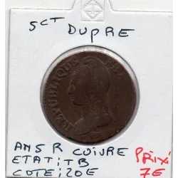 5 centimes Dupré An 5 R Orleans TB, France pièce de monnaie