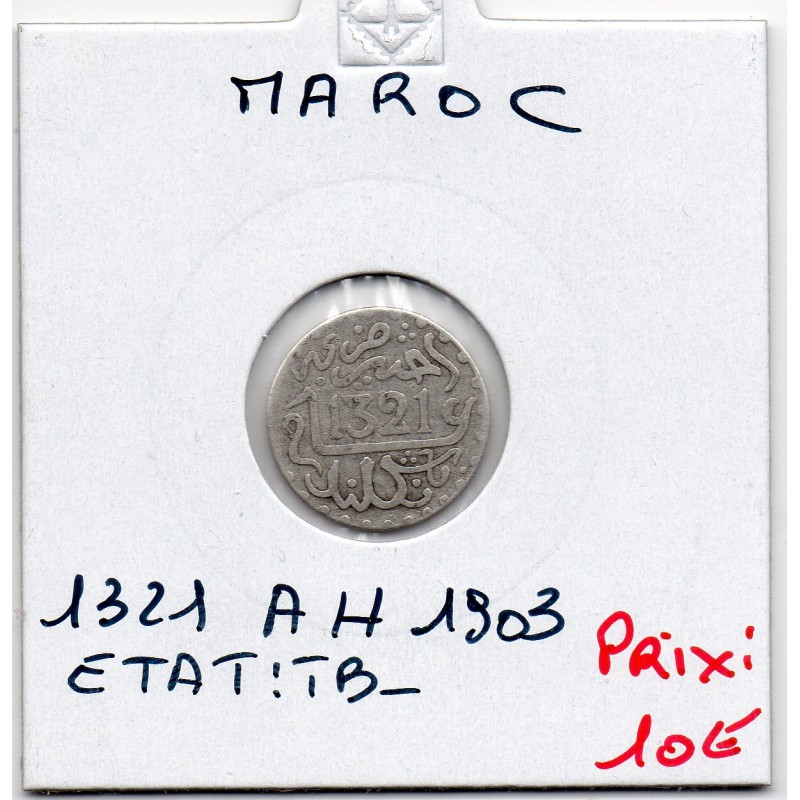 Maroc 1/2 Dirham 1321 AH -1903 TB, Lec 113 pièce de monnaie