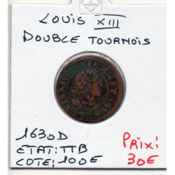 Double Tounois 1630 D Lyon TTB Louis XIII pièce de monnaie royale