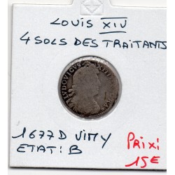 4 Sols des traitants 1677 A Paris Louis XIV pièce de monnaie royale