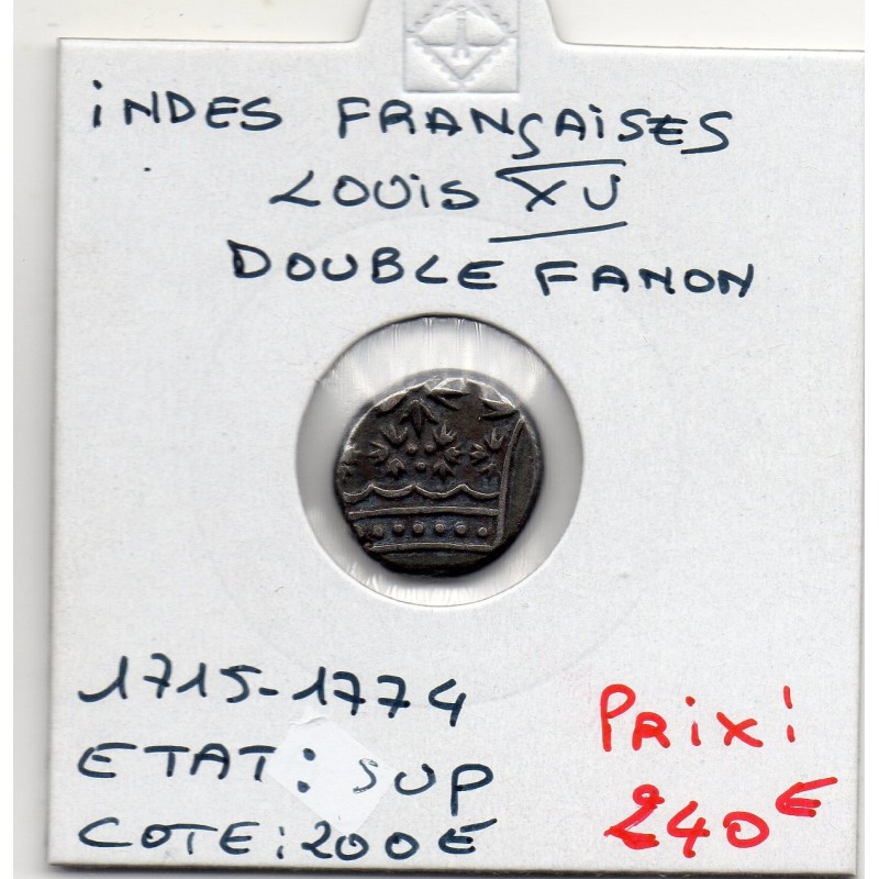 Indes Française, Pondichéry Louis XV Double Fanon 1715-1774 Sup, Lec 27 pièce de monnaie