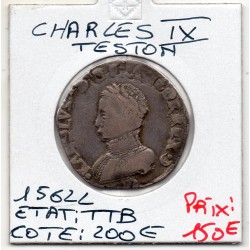Teston 4ème type Charles IX (1562 L) TTB Bayonne pièce de monnaie royale
