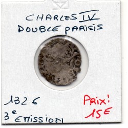 Double Parisis Charles IV (1326) pièce de monnaie royale