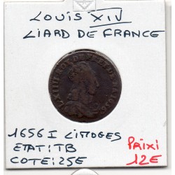 Liard de France 1656 I Limoge TB- Louis XIV pièce de monnaie royale