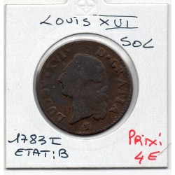 Sol 1783 I Limoges B Louis XVI pièce de monnaie royale