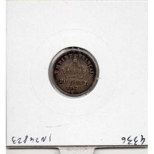 20 centimes Napoléon III tête laurée 1867 BB Strasbourg TTB+, France pièce de monnaie