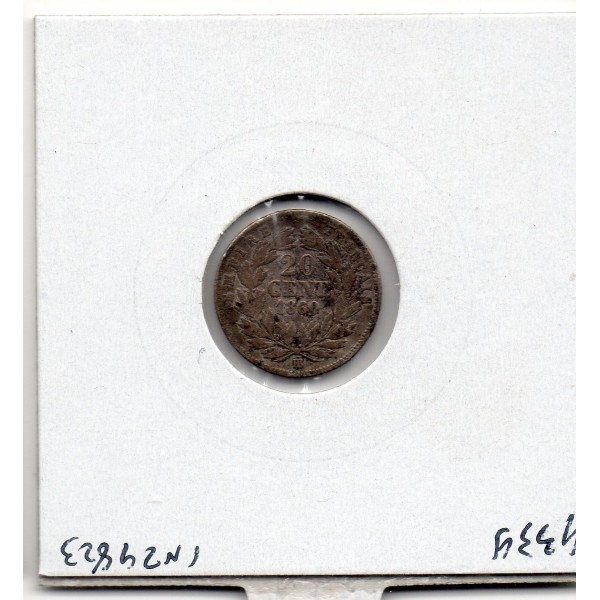 20 centimes Napoléon III tête nue 1860 BB Strasbourg B-, France pièce de monnaie