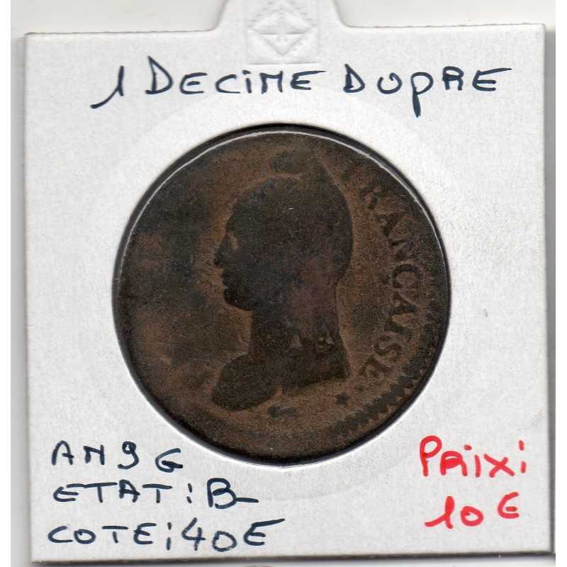 1 decime Dupré An 9 G Geneve B-, France pièce de monnaie