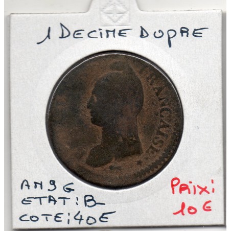 1 decime Dupré An 9 G Geneve B-, France pièce de monnaie