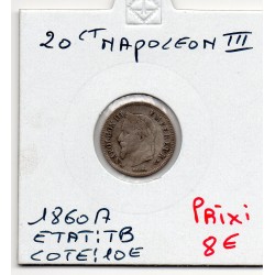 20 centimes Napoléon III tête laurée 1866 A Paris TB, France pièce de monnaie
