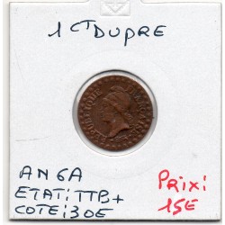 1 centime Dupré An 6 A paris TTB+, France pièce de monnaie