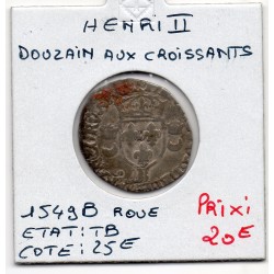 Douzain aux croissant Rouen Henri II (1549 B) pièce de monnaie royale