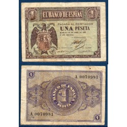 Espagne Pick N°108, TB Billet de banque de 1 peseta 30.4.1938