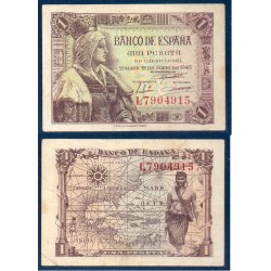 Espagne Pick N°128a, TB Billet de banque de 1 peseta 1945