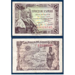 Espagne Pick N°128a, Billet de banque de 1 peseta 1945