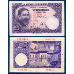 Espagne Pick N°147, TTB Billet de banque de 25 pesetas 1954