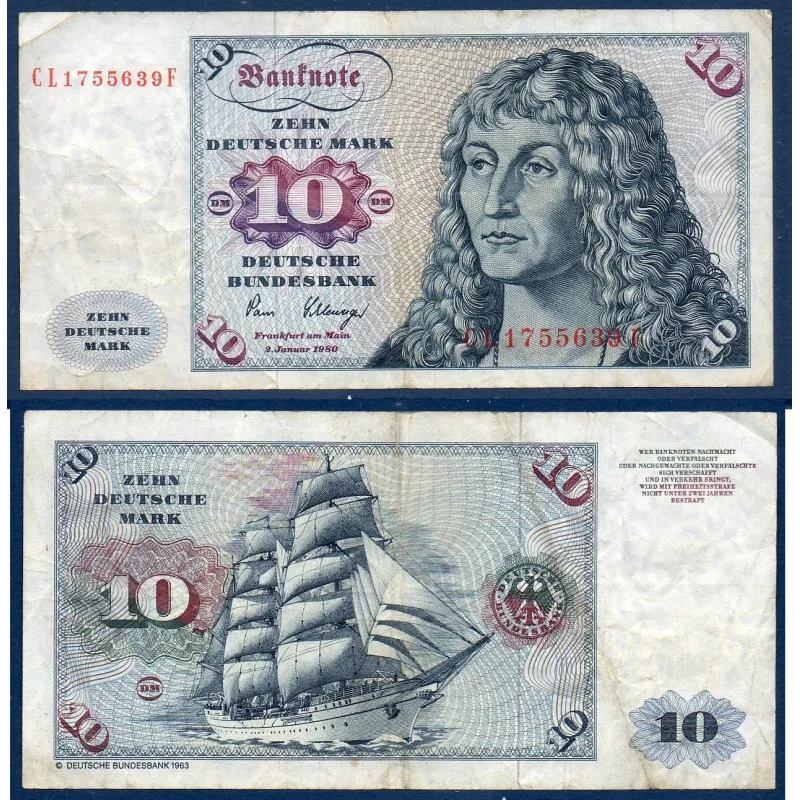 Allemagne RFA Pick N°31d, TB Billet de banque de 10 Mark 1980 Allemagne RFA Pick N°31d, TB Billet de banque de 10 Mark 1980