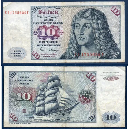Allemagne RFA Pick N°31d, TB Billet de banque de 10 Mark 1980
