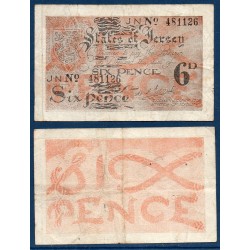 Jersey Pick N°1a, TB Billet de banque de 6 pence 1941-1942