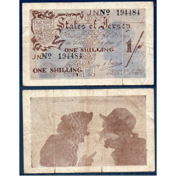 Jersey Pick N°2a, TB Billet de banque de 1 shilling 1941-1942