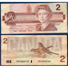 Canada P.94b, TB Billet de banque de 2 dollars 1986 Elizabeth II