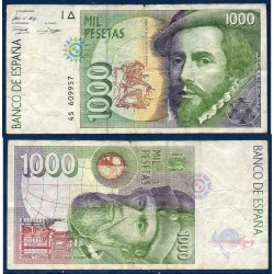 Espagne Pick N°163, TB Billet de banque de 1000 pesetas 1992