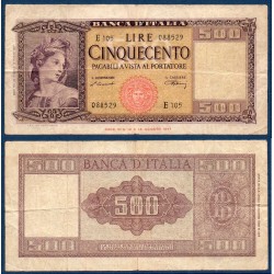 Italie Pick N°80a, TB Billet de banque de 500 Lire 1947