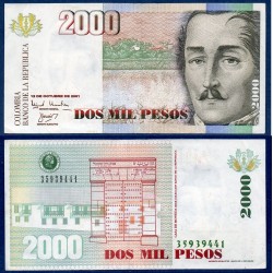 Colombie Pick N°451c, Billet de banque de 2000 Pesos 12.10.2001