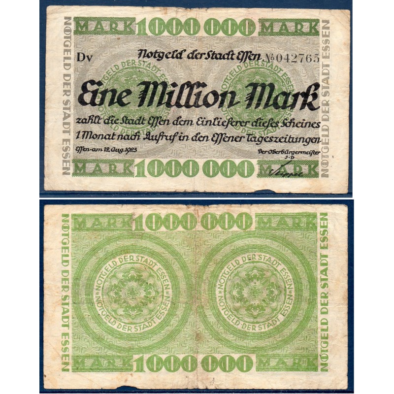 Essen Gross Notgeld B 1 million mark, 12.8.1923