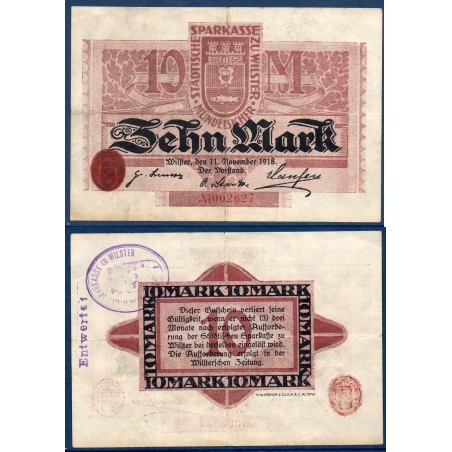 Wilster Gross Notgeld TTB 10 Mark, 11.11.1918