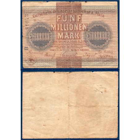 Hochst a Main Notgeld TB 5 millions mark, 10.8.1923