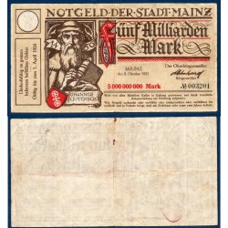 Mainz Notgeld TTB 5 Milliarden mark, 8.11.1923