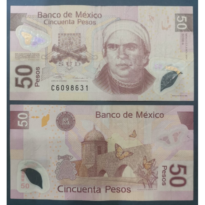 Mexique Pick N°123a, TB Billet de Banque de 50 pesos 5.11.2004