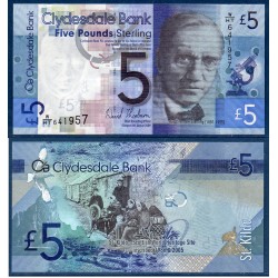 Ecosse Pick N°229I, Neuf Billet de banque de 5 pounds 2009 Clydesdale Bank