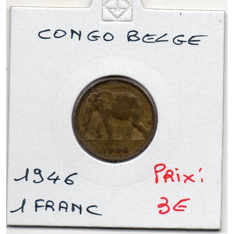 Congo Belge 1 franc 1946 TTB, KM 26 pièce de monnaie