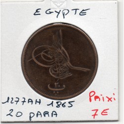 Egypte 20 para 1277 AH an 6 - 1865 TTB, KM 244 pièce de monnaie