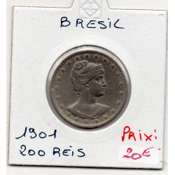 Brésil 200 reis 1901 TTB, KM 504 pièce de monnaie