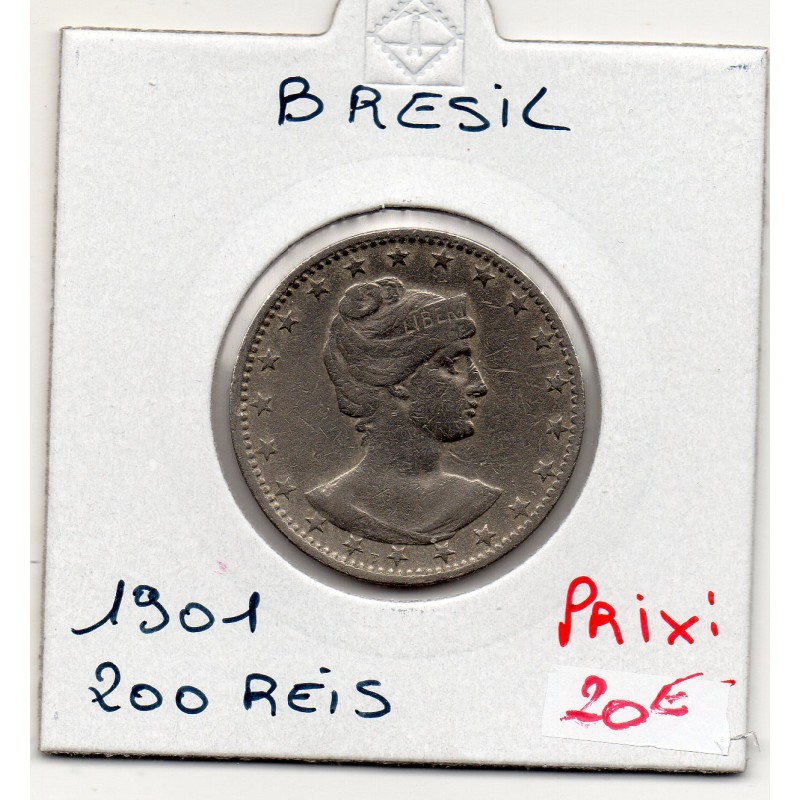 Brésil 200 reis 1901 TTB, KM 504 pièce de monnaie