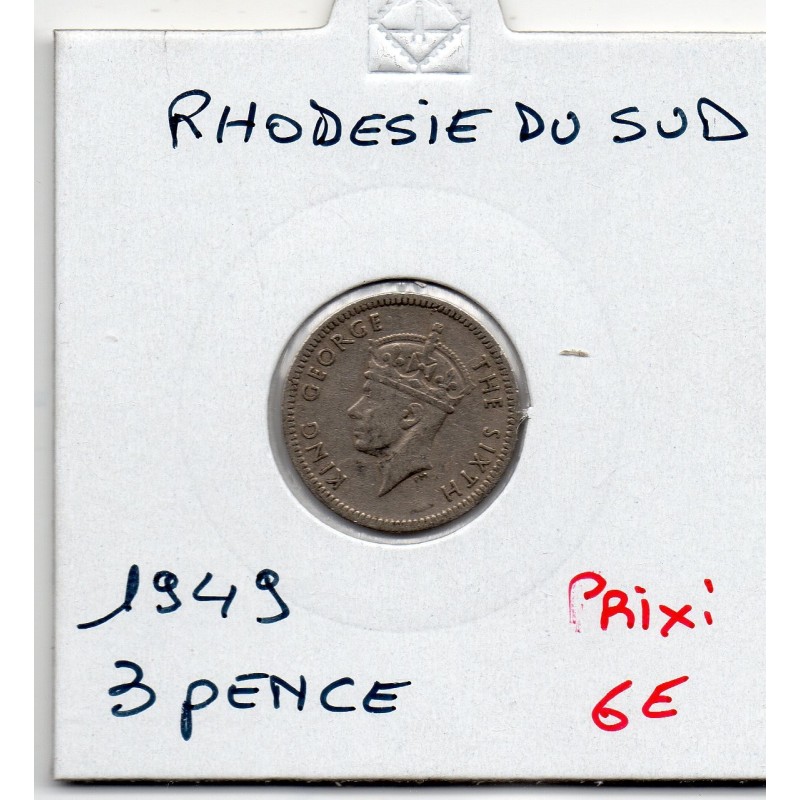 Rhodésie du sud 3 pence 1949 TTB, KM 20 pièce de monnaie