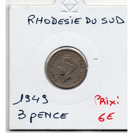 Rhodésie du sud 3 pence 1949 TTB, KM 20 pièce de monnaie