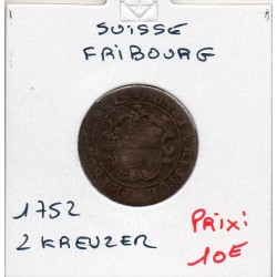 Suisse Canton Fribourg 2 kreuzer 1752 TB, KM 47 pièce de monnaie