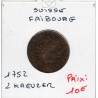 Suisse Canton Fribourg 2 kreuzer 1752 TB, KM 47 pièce de monnaie