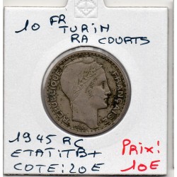10 francs Turin 1945 rameaux court TB+, France pièce de monnaie